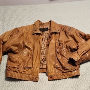 Men's Brown Leather Bomber Jacket